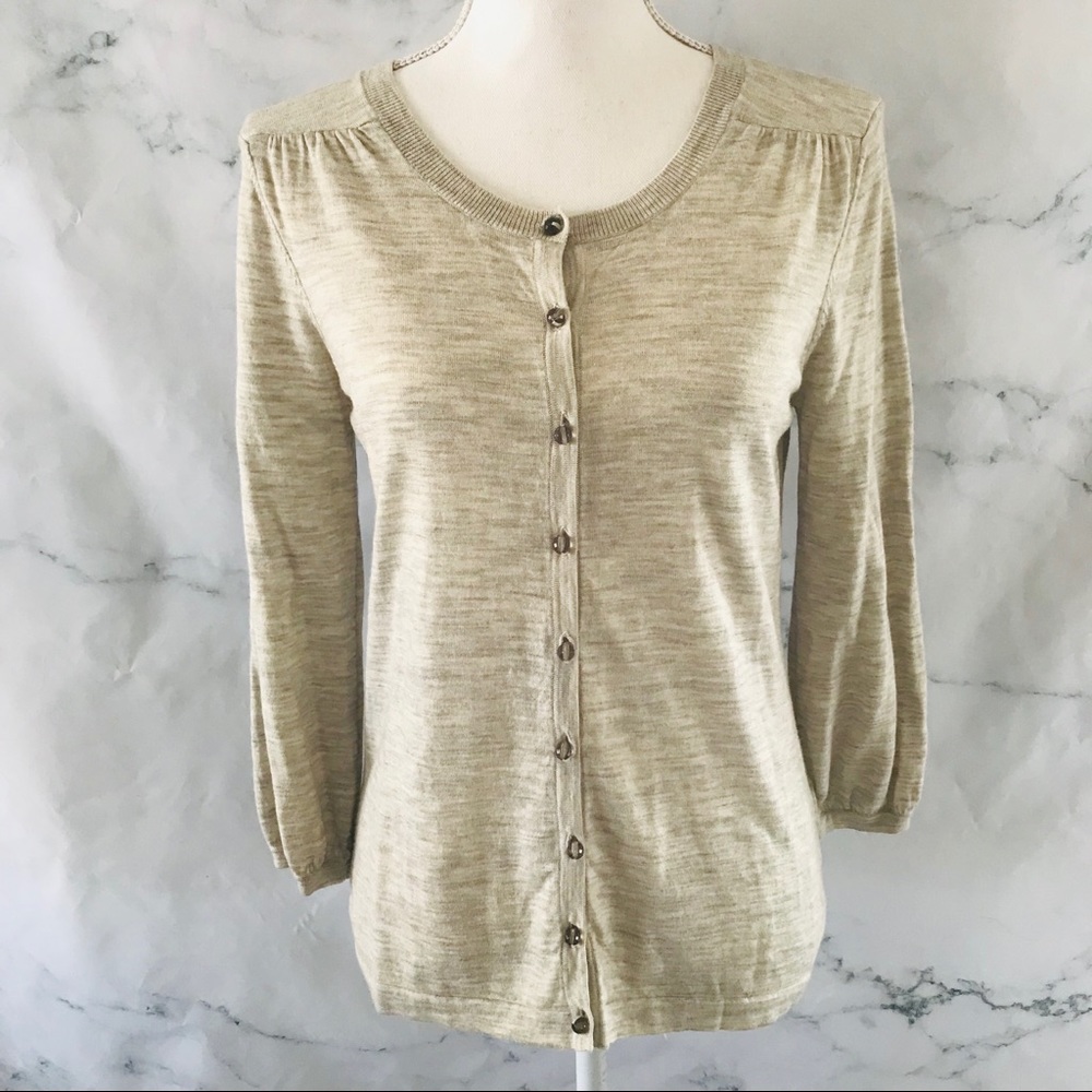 BODEN Soft Wool 3/4 Sleeve Button-down Cardigan